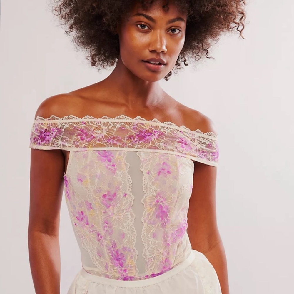 Free People Intimately Spring Soirée Printed Bodysuit Medium / NWT / Romanic